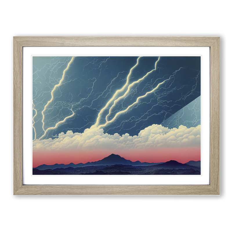 Angelical Thunderstorm 1 Piece Single Picture Frame Wall Art, 34cm H x 46cm W, Grey