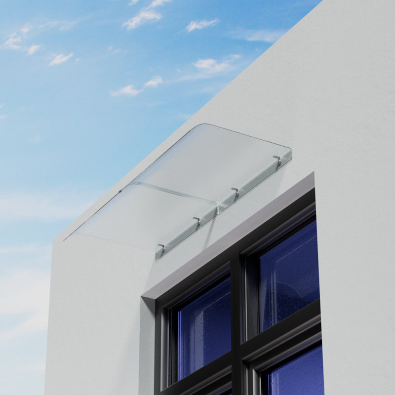 200cm W x 43cm D Garden Sanctuary Frosted Window Door Awning Canopy, 8cm H x 100cm W x 43cm D