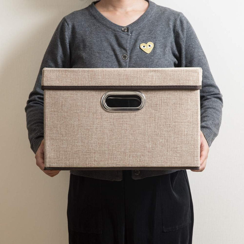 Brayden Studio Fabric Bin, Beige
