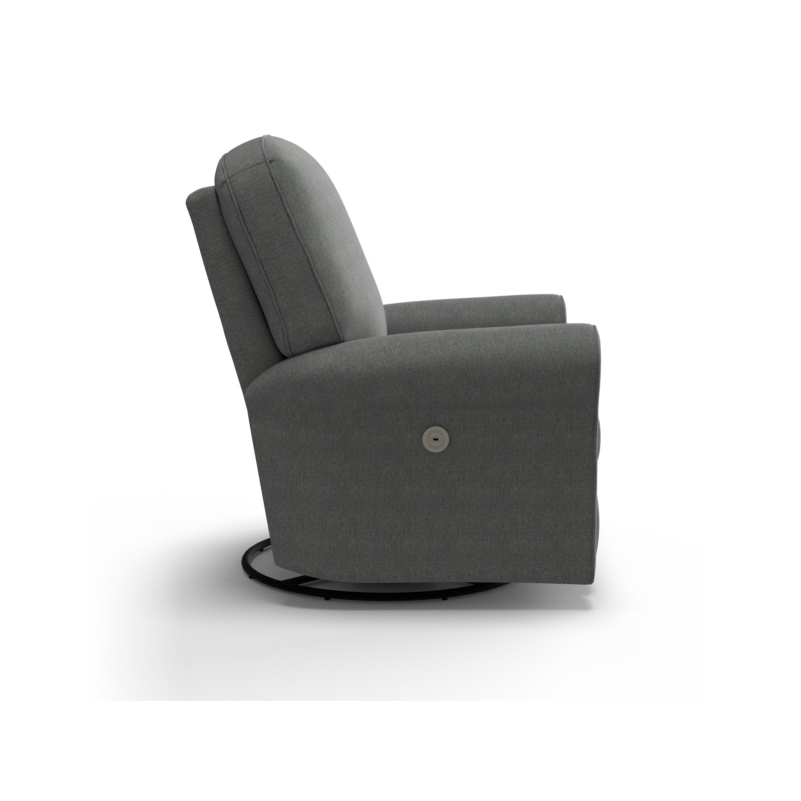 Anastasia Upholstered Swivel Reclining Glider, Charcoal Grey Performance