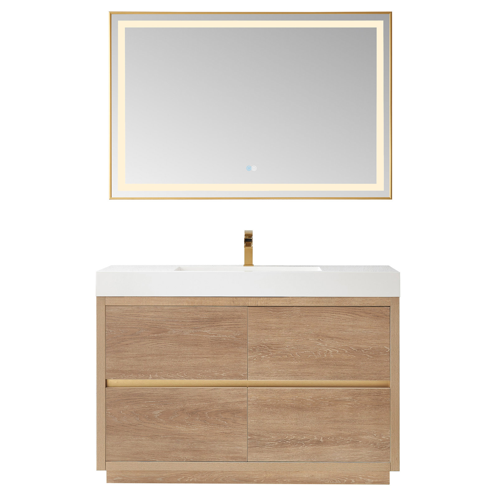 Beira 48'' Single Bathroom Vanity, North American Oak, White