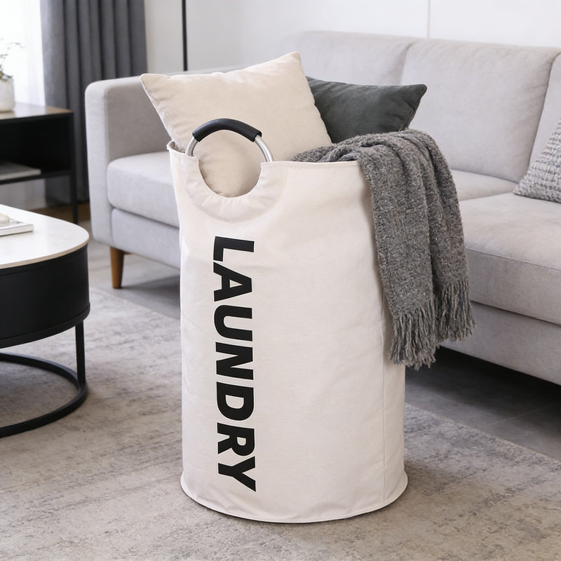 Two-Piece Set, Foldable Laundry Hamper With Handles, Large Fabric Storage Basket For Bathroom, Washable Clothes Organizer Bin