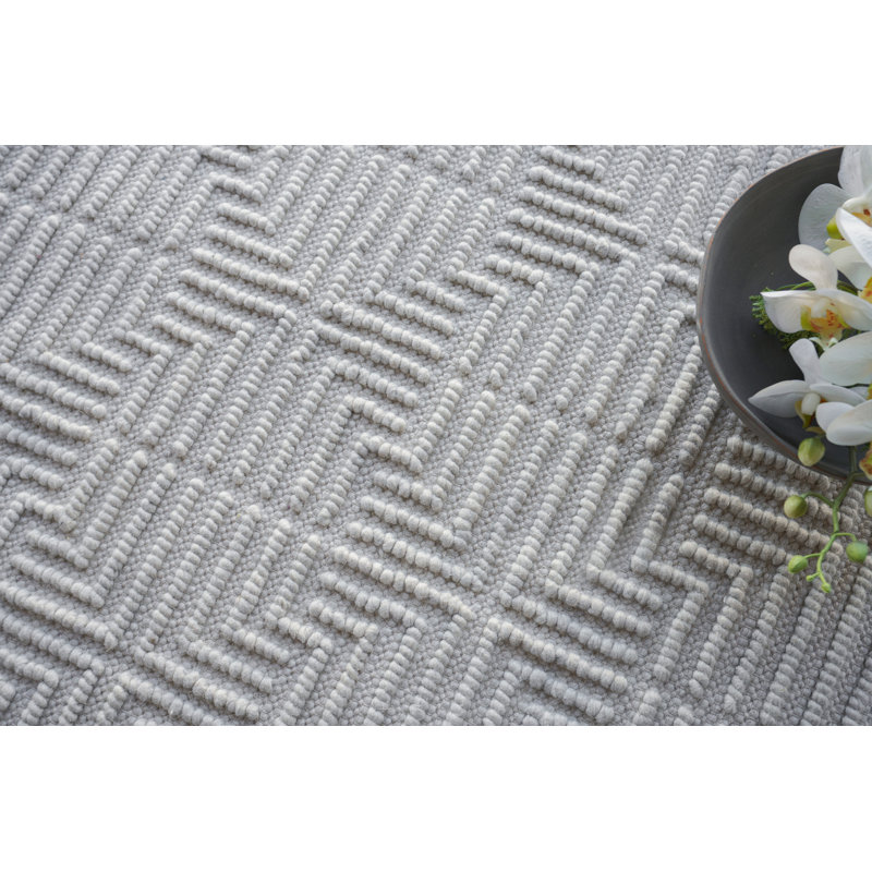 Manzoni Wool Geometric Area Rug, Silver, Rectangle 14' x 18'