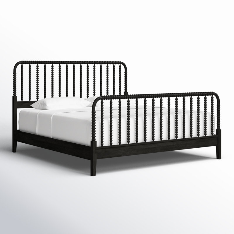 Lind Island Solid Wood Spindle Bed, King, Antique Black