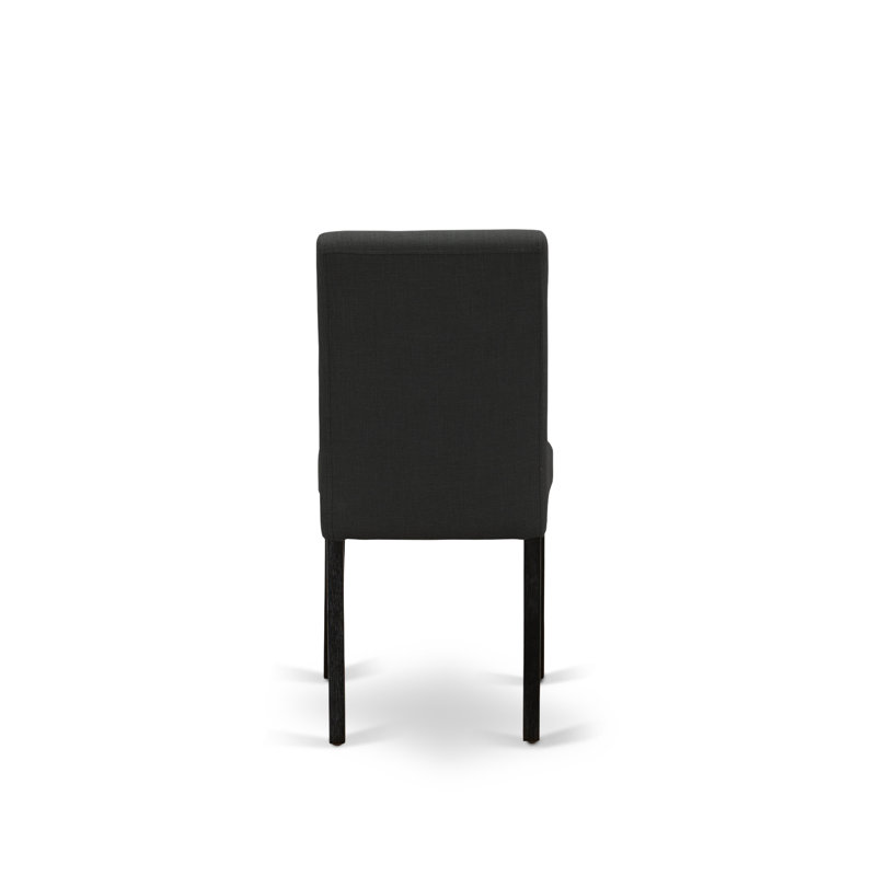 Ensemble de table de salle à manger 7 pièces composé d'une table de cuisine rectangulaire en ciment avec pieds en V et 6 chaises rembourrées en tissu noir, finition noire brossée