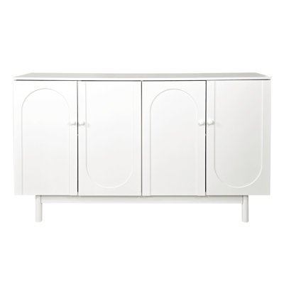 Stylish And Functional 4-Door Intaglio Storage Cabinet With Pine Legs, Solid Wood Pulls And Mdf, For Living Room Bedroom,And Kitchen by Latitude Run