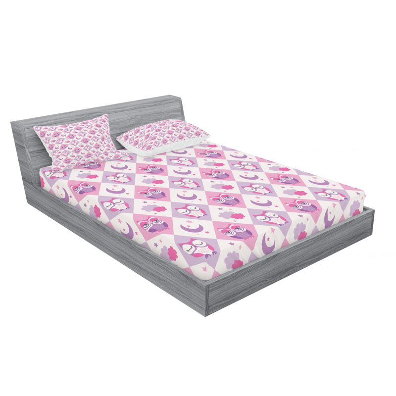 Microfiber Geometric Sheet Set, Queen Sheet Set with Fitted Sheet