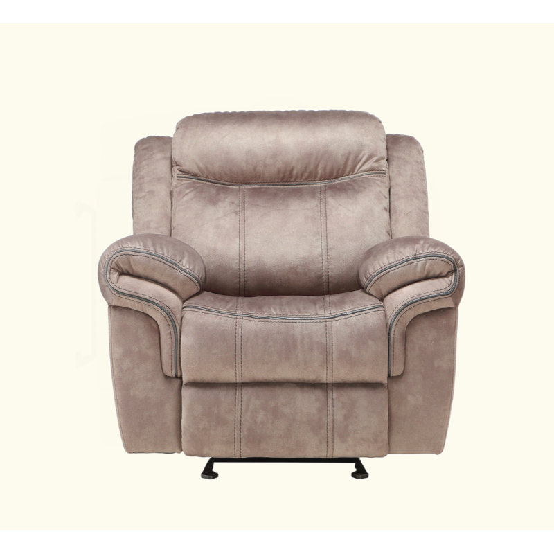 Two Tone Velvet Glider Recliner, Chocolate