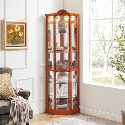 Corner Cabinet with Glass Door,Adjustable Glass Shelves by Lark Manor