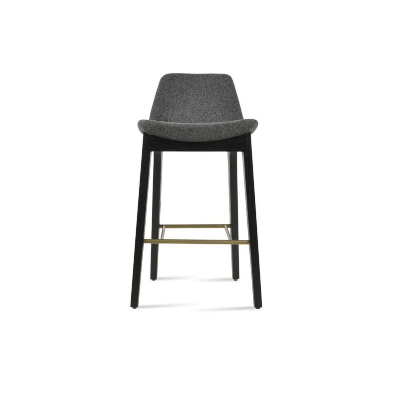 Comptoir en bois Pera HB, Tabouret de bar (siège d'une hauteur de 29 po), Laine Camira gris foncé