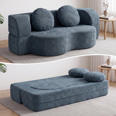 77.8" Upholstered Convertible Futon Sofa Bed