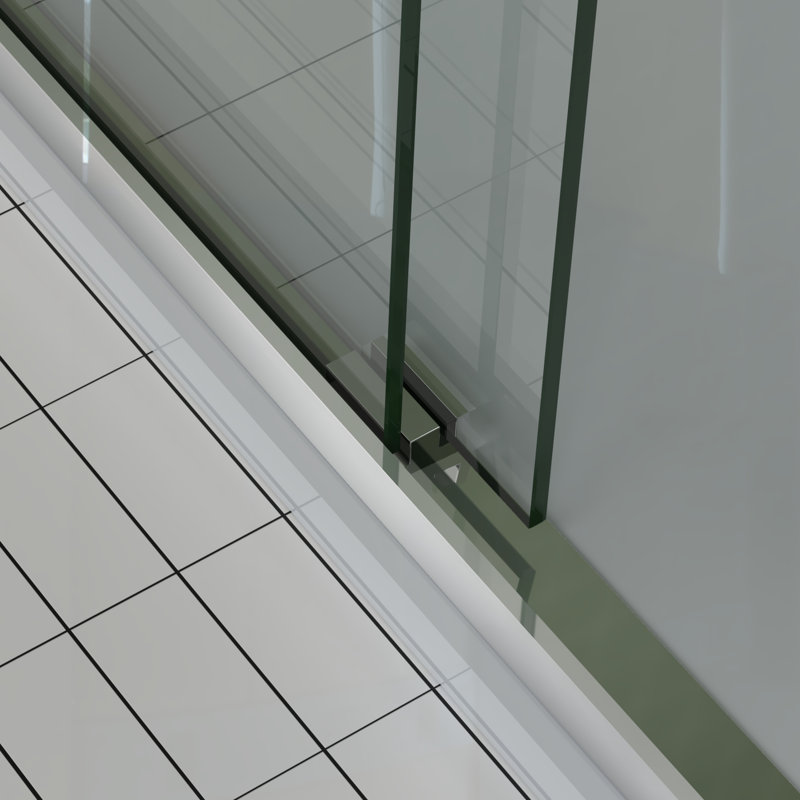 56 - 60" Adjustable Width Aluminum Frame Bypass Bathroom Sliding Door With 8Mm & Tempered Glass, Stainless Steel Handle, Double Handle As Towel Rail, Safe Shower Environment Frame, 5/16"  8Mm  Clear