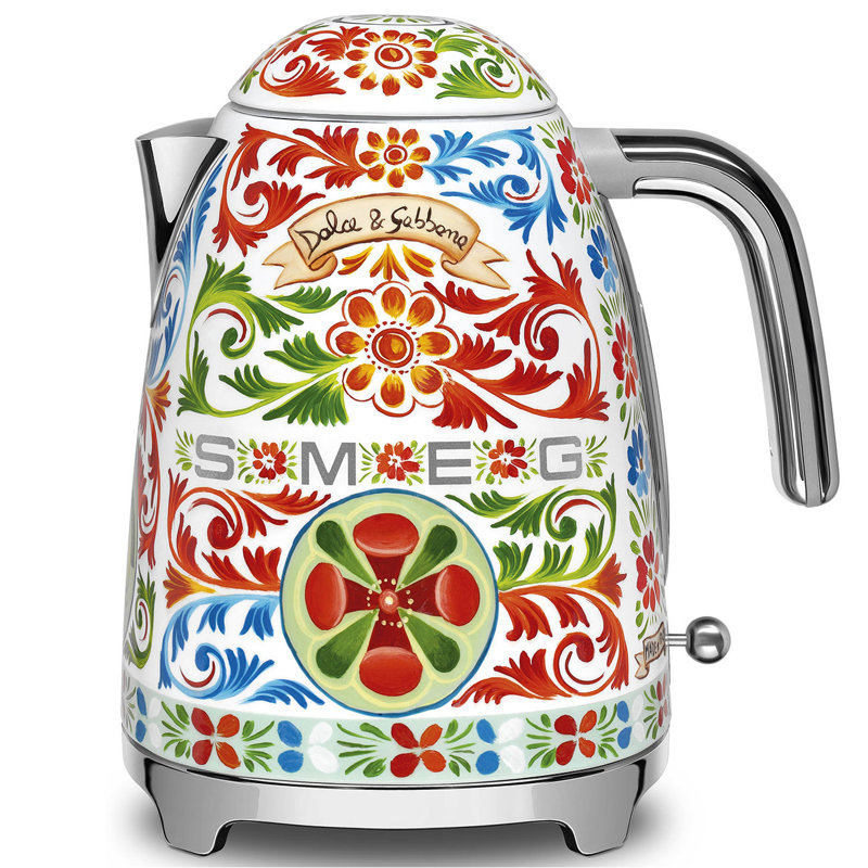 Smeg x Dolce Gabbana D&G 7 Cup Electric Kettle,  Polished Chrome/Red/Green/Blue