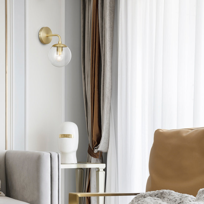 Cournoyer Armed Sconce, Brushed Brass, Clear