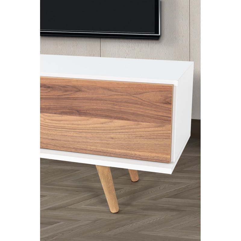Meuble télé, 7.09" H x 51.18" W x 13.78" D, White; Walnut