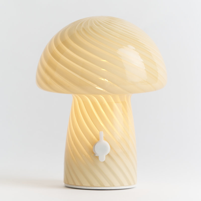 Humber Mini Cordless Glass Mushroom Lamp, Butter, Butter