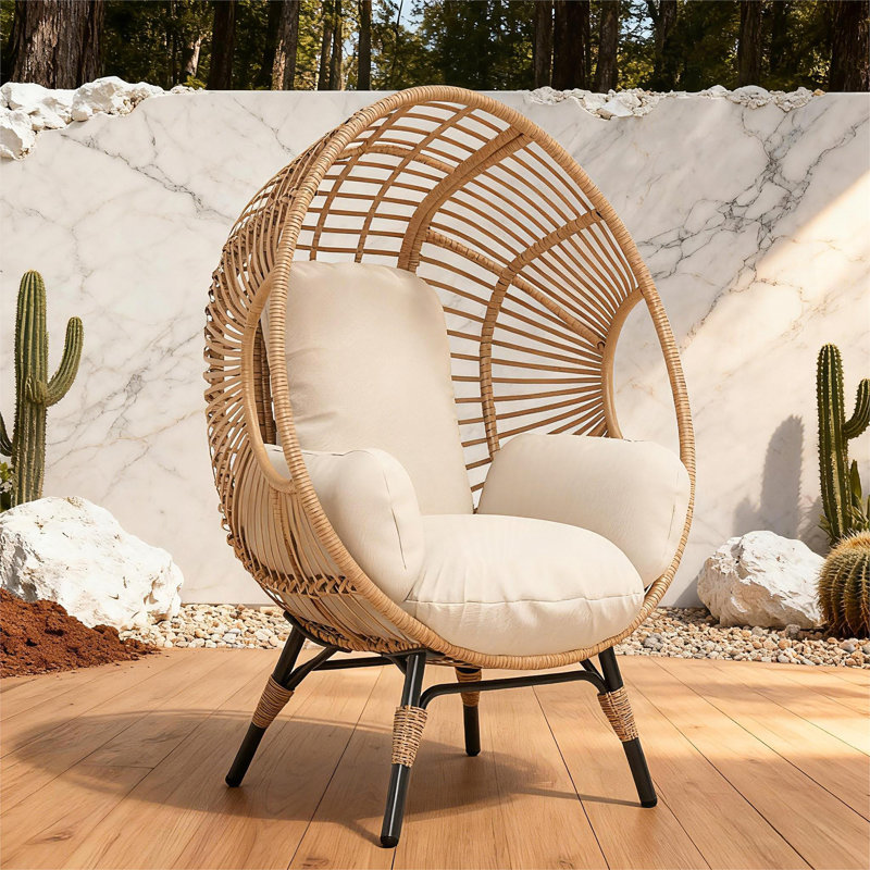 Balancelle de patio avec coussin Elegant, Naturel