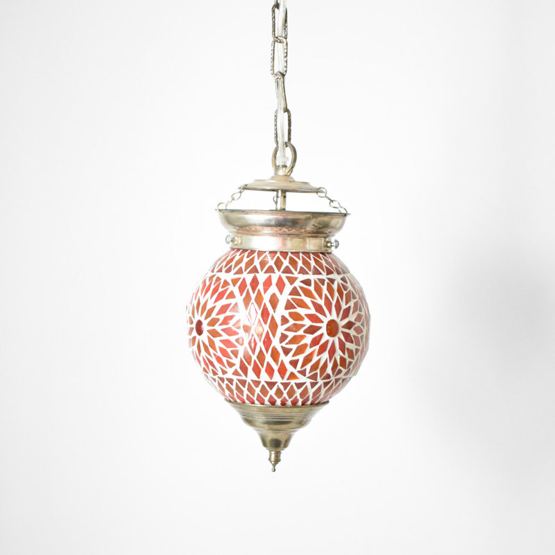 Chang 1 - Light Chrome Sphere Pendant, Red/Orange