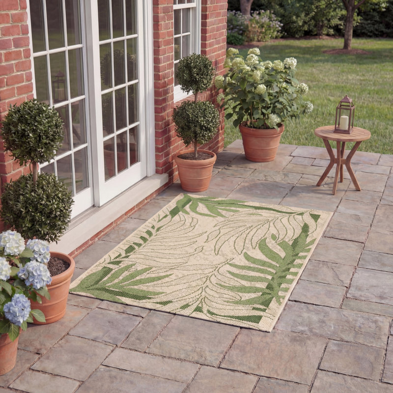 Tapis d'intérieur / extérieur à motif floral Lueck, Rectangle 2 pi x 3 pi 7 po