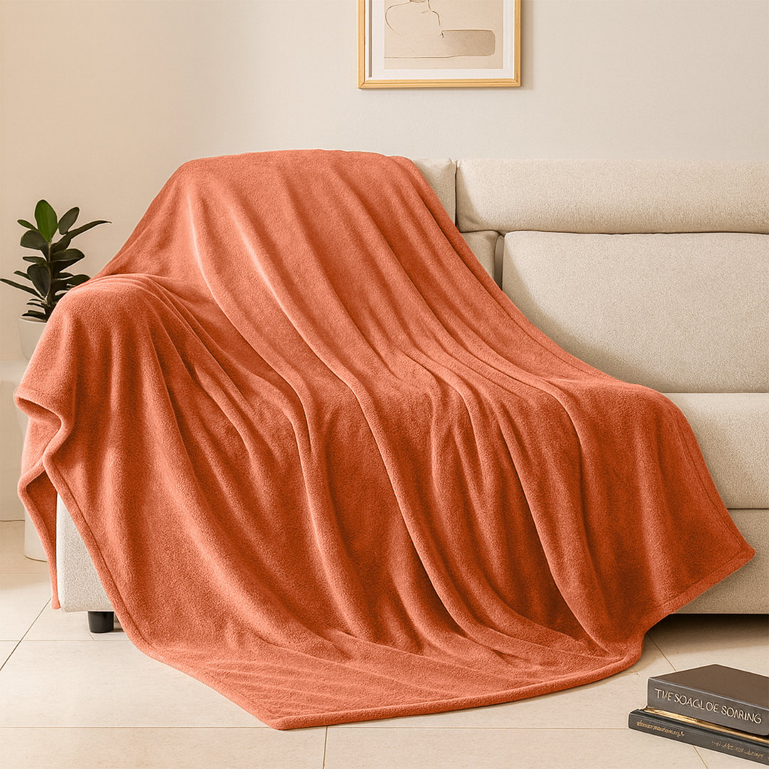 Fairmont Park Solid Color Lightweight, Warm Breathable, Soft Sherpa Fleece Blanket