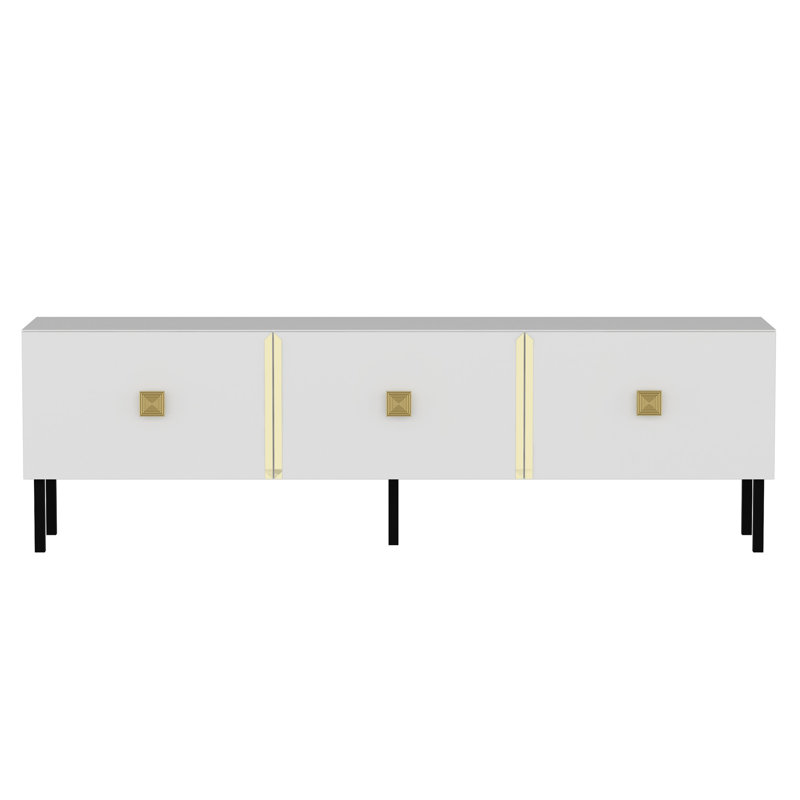 TV Stand, White/Gold