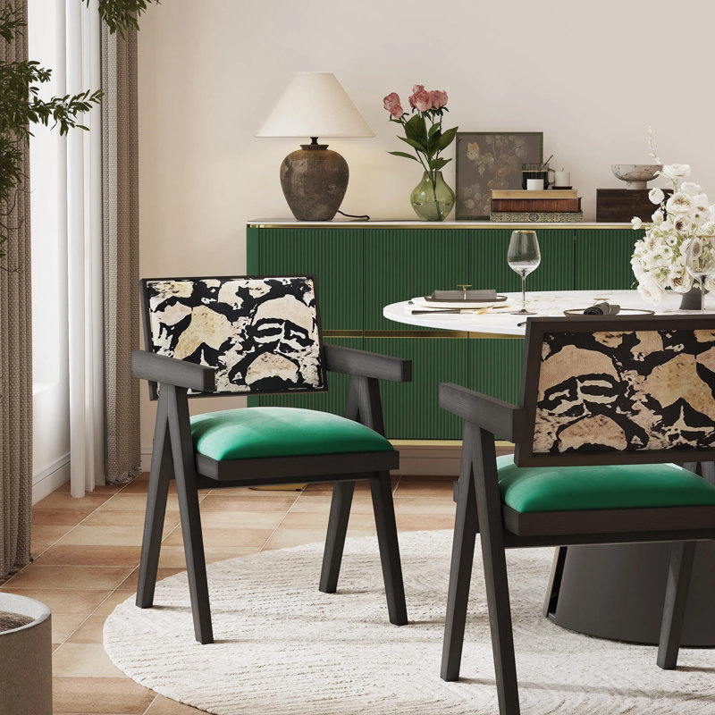 Chaise en velours vert Mid-Century