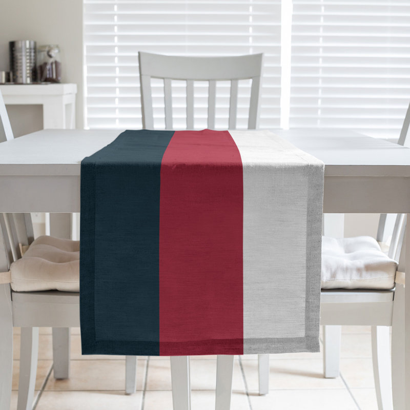 New Orleans Football Stripes Table Runner, 72" x 16", Polyester, Houston Throwback Football Rose Red/Black/Ivory
