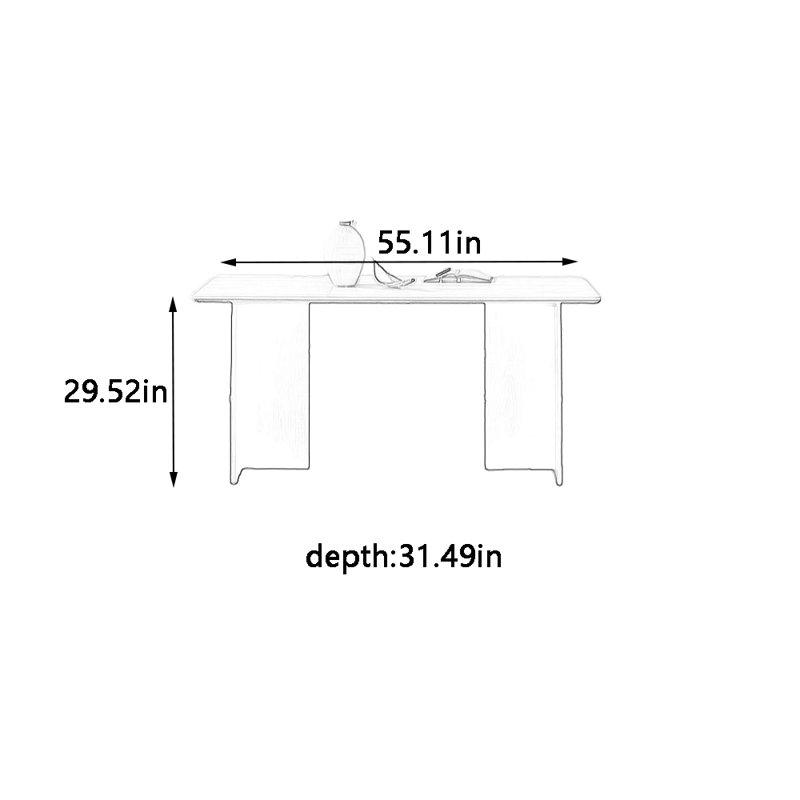 Modern warm rock slab rectangular dining table, 29.52"H x 55.11"L x 31.49"W