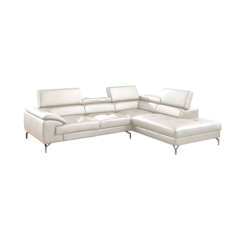 Ensemble de canapé modulaire 2 pièces Doel, Simili cuir blanc