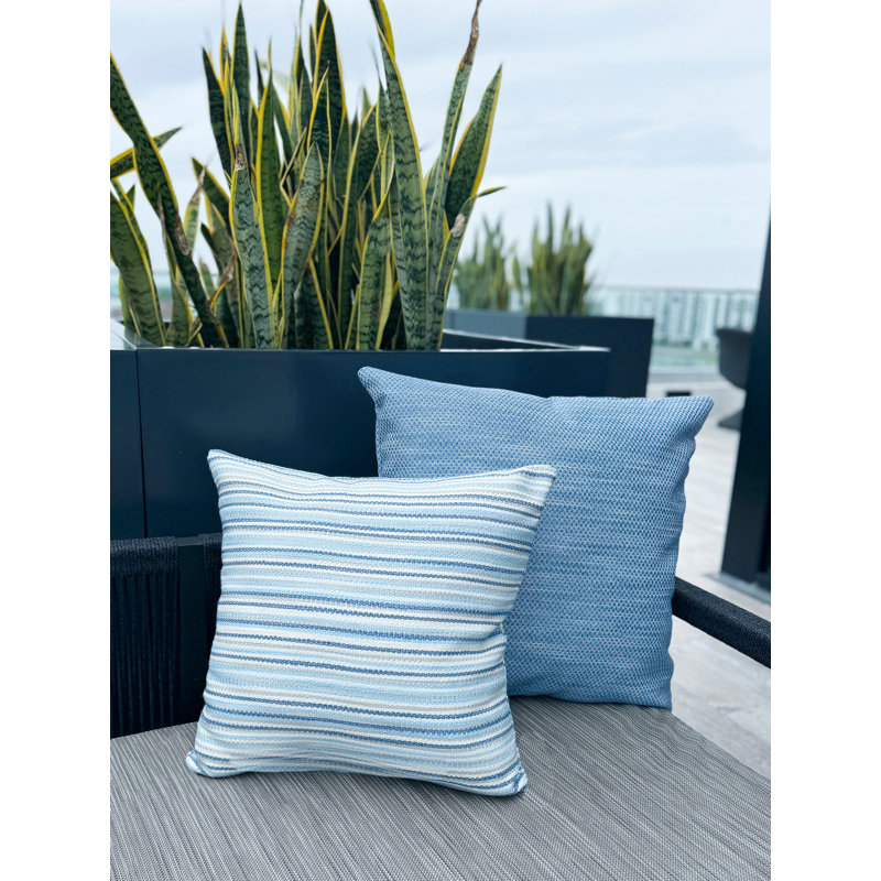 Bay Indoor/Outdoor Pillow Cover & Insert, 20"H x 20"W, Deep Sea Blue, Square