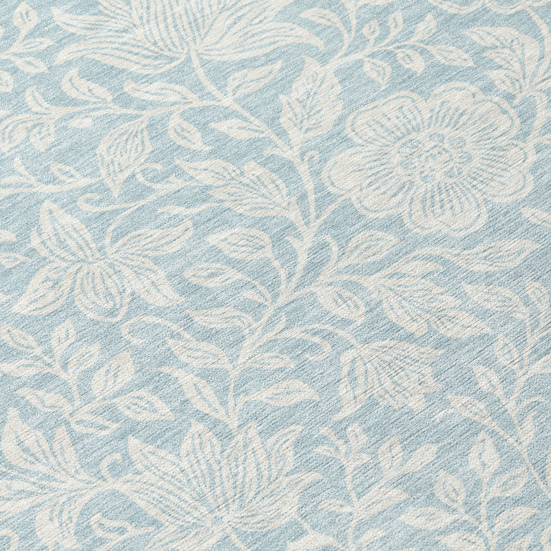 Machine Washable Indoor/Outdoor Chantille ACN2572 Floral Rug, Sky, 5' x 7'6"