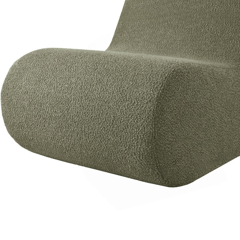 Fauteuil d'appoint avec repose-pieds Modern Wave, Mélange de polyester vert olive