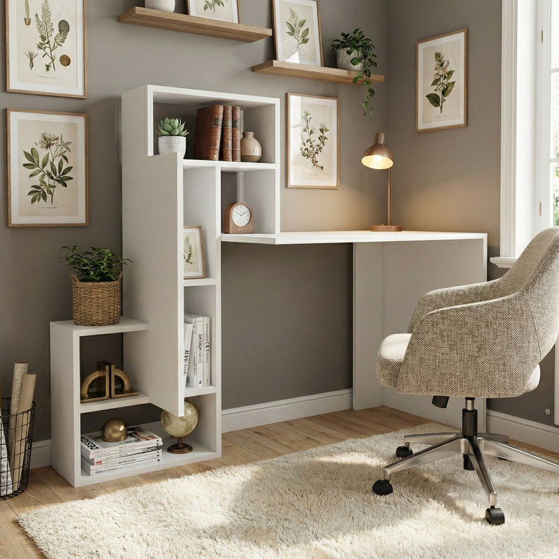 Bureau à bibliothèque intégré Elara