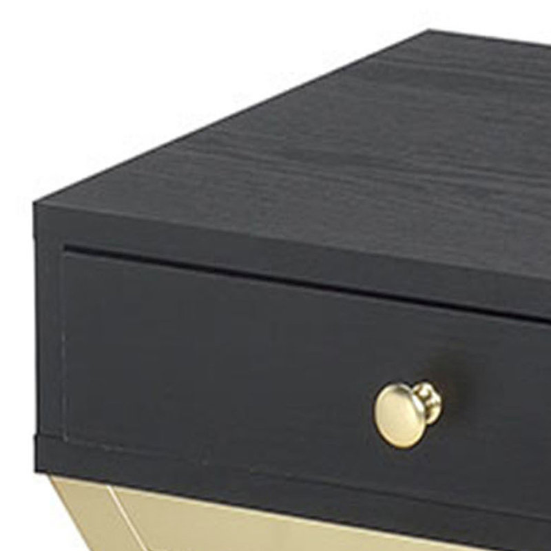 Élégante table d'appoint avec tiroir en noir et laiton - Delight