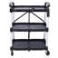 Collapsible 3-Tier Service Cart with Folding Design - Black and Silver Iron Frame