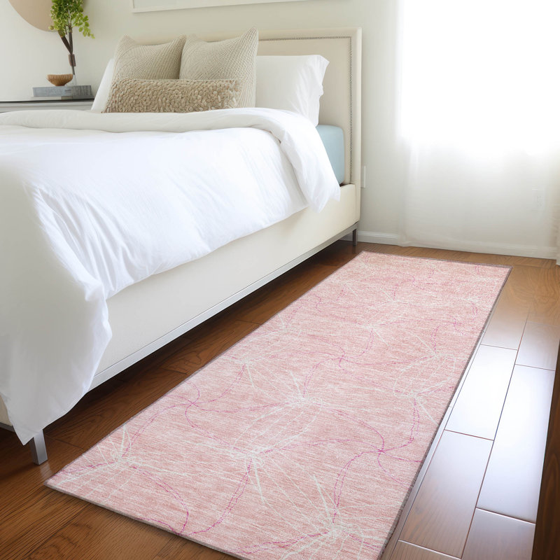 Premium Machine Washable Prisco Pink Rug, Runner 2'3" x 7'6"