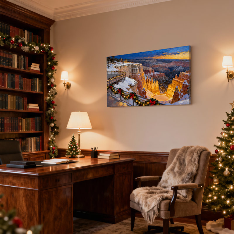 «Christmas Christmas Lights on Canyon Edge», ensemble de 3 impressions sur toile, H 20 po x l 30 po