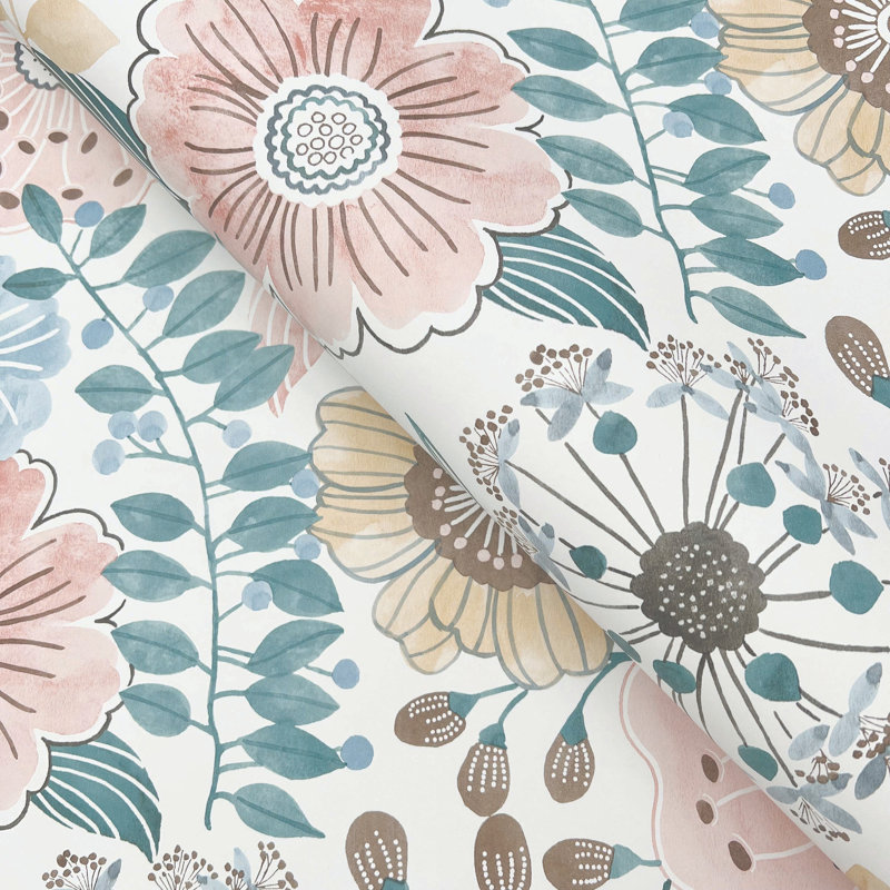 Papier peint artistique Bouquet neutre, Orange