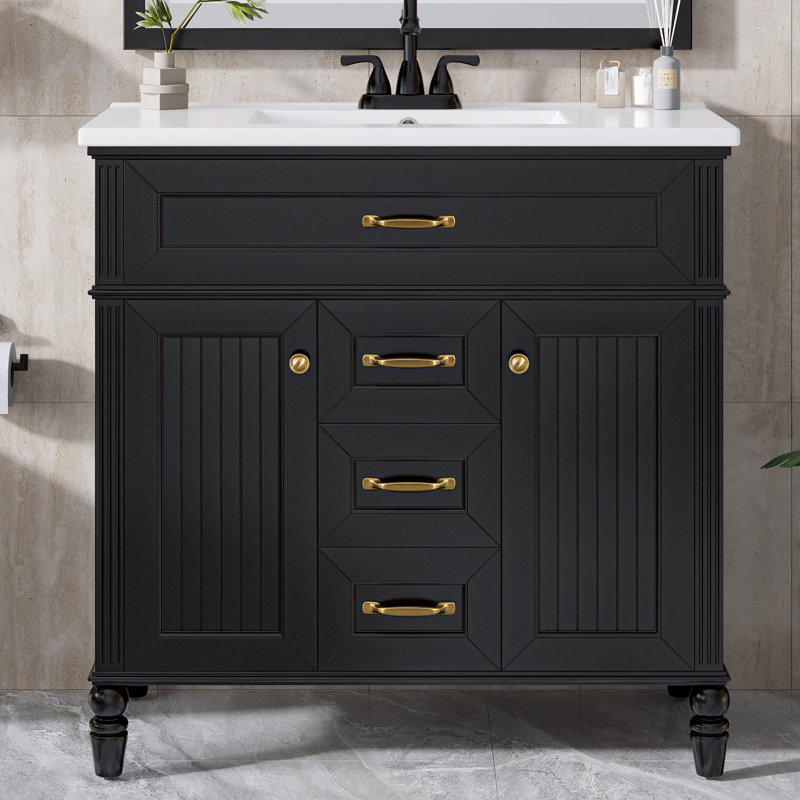 Meuble-lavabo 36 po avec lavabo, Noir
