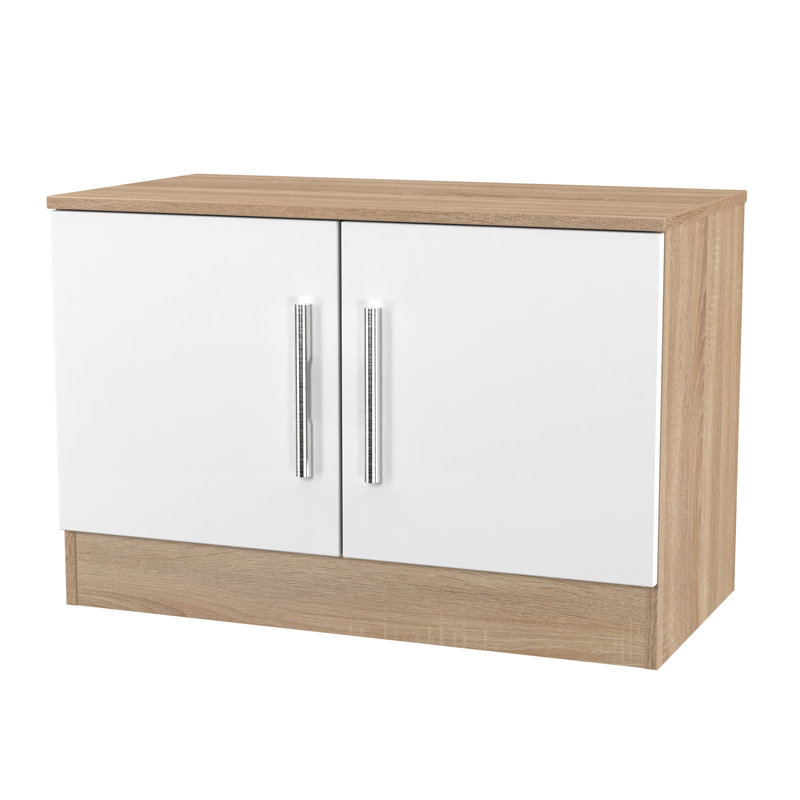 Ratzlaff 193.04cm Sideboard, White Gloss/Bardolino Oak