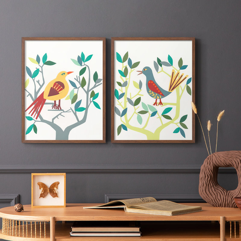 WhittyBird III - reproduction encadrée de qualité supérieure - prête à être accrochée - aucun clou requis - aucun clou requis