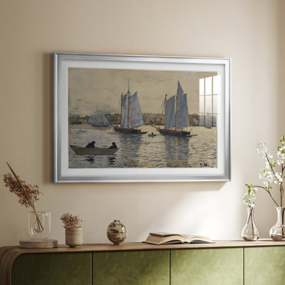 Schooners in Gloucester Harbor-Winslow Homer, reproduction encadrée avec passe-partout et verre 1873