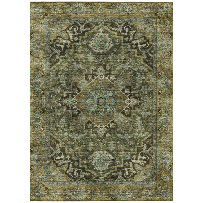 Machine Washable Indoor/Outdoor Arline ACN2165 Global Rug, Rectangle 10' x 14'