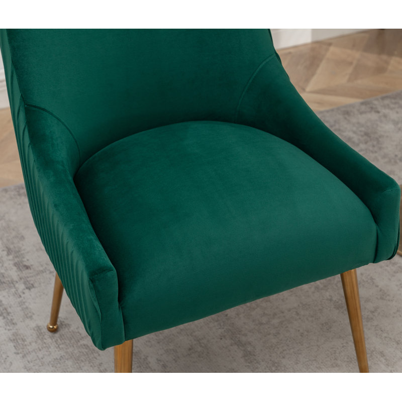 Chaise d'appoint en velours capitonné de 22 po Baudel, Vert foncé