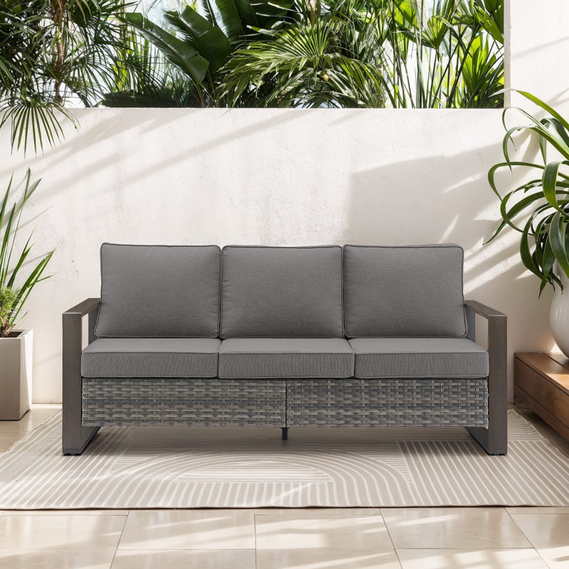Canapé d'extérieur réversible de 75 po de largeur avec coussins Kelyse, Gris, Gris
