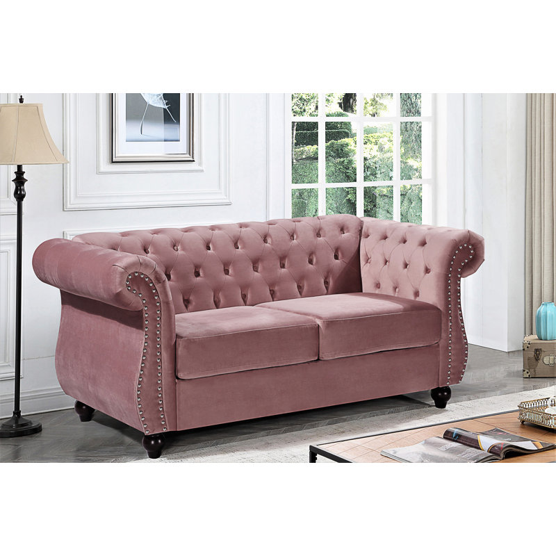 Fauteuil d'appoint Chesterfield, Velours rose