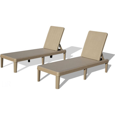 Ensemble de chaises longues pour piscine, ensemble de 2 chaises longues d'extérieur avec dossier à 6 positions réglables, chaise longue d'extérieur imperméable en résine pour terrasse de jardin près de la piscine, chaise longue