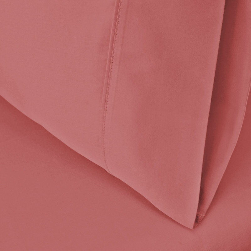 Edmont Certified Egyptian Cotton 530 Thread Count Solid Pillowcase, King, Blush