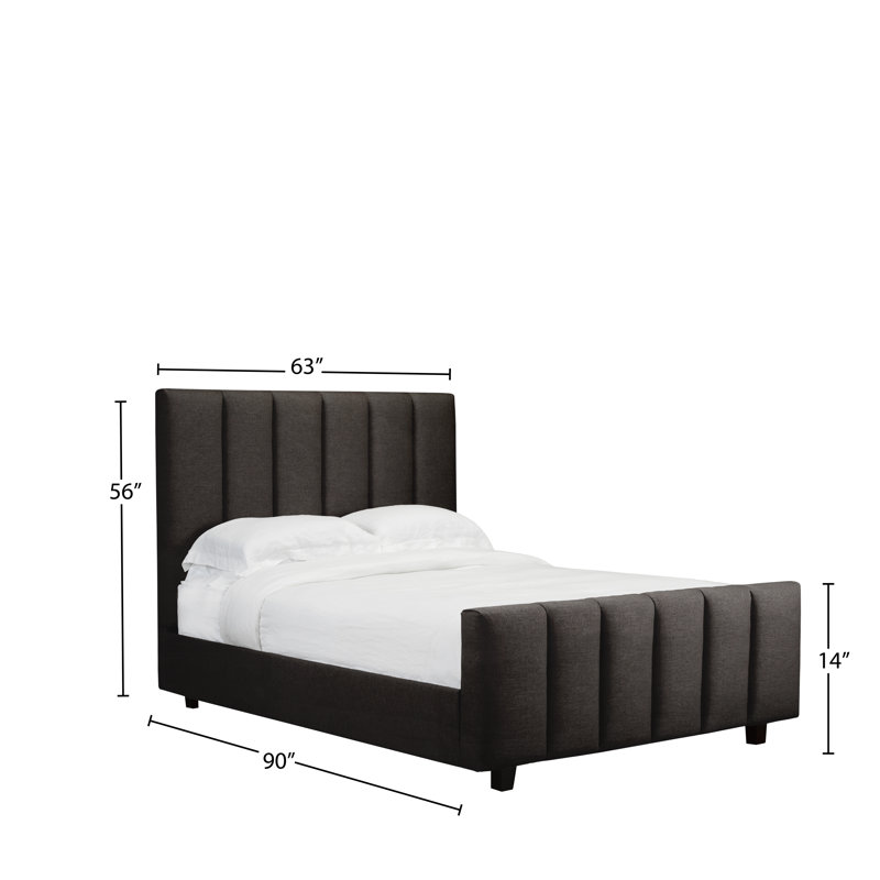 Lit plateforme en tissu d’ameublement, Espresso, Grand