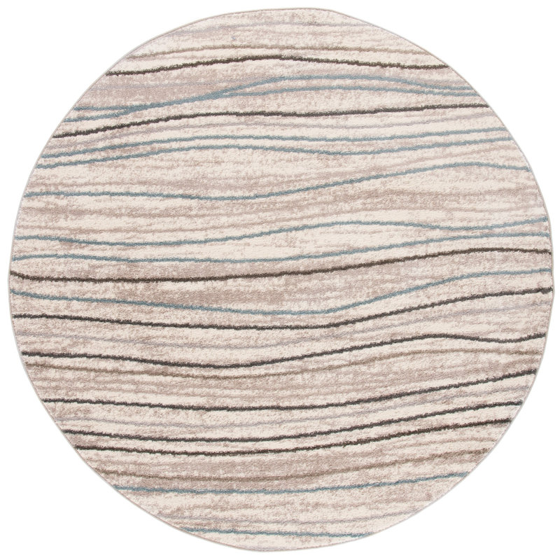 Tapis à motif abstrait Mcnealy, Rond 6 pi 7 po